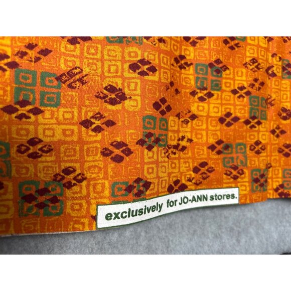 Vintage Jo-Ann Cotton Fabric 1/2 yard x 44" Bold Orange Geometric Pattern - Picture 3 of 5